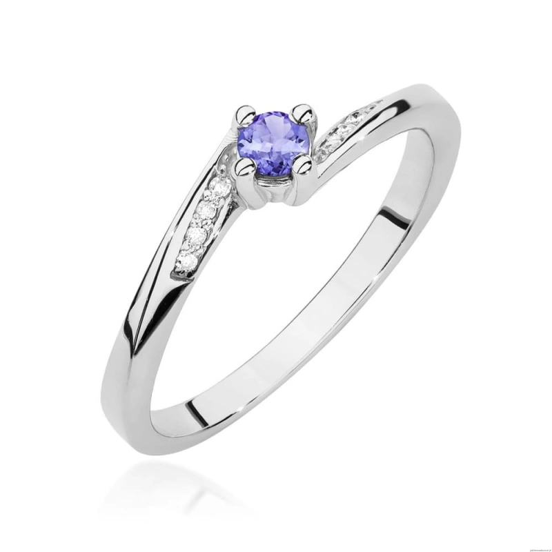 Pierścionek W0262 Tanzanit 0,15ct białe złoto