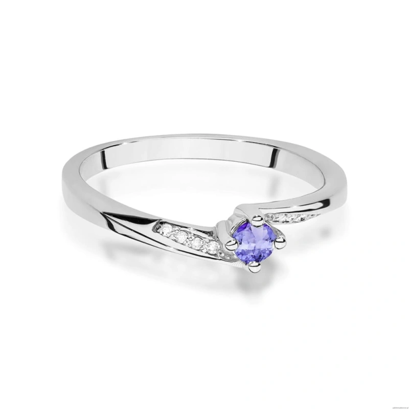 Pierścionek W0262 Tanzanit 0,15ct białe złoto