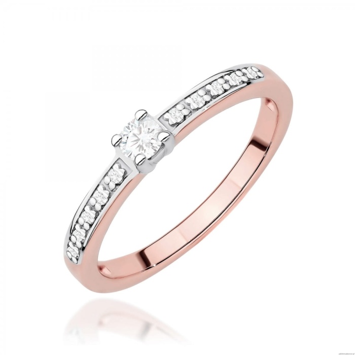 Pierścionek W0288 Diament Laboratoryjny 0,08ct różowe złoto