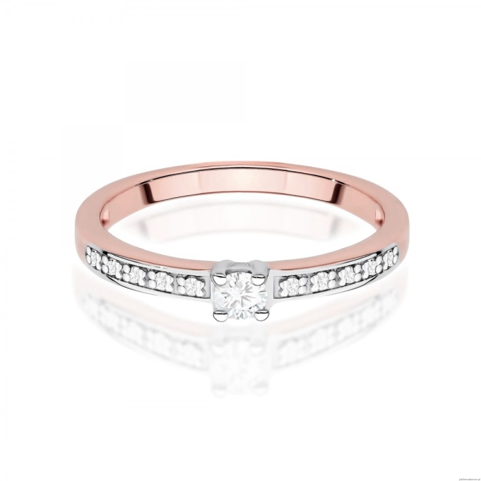 Pierścionek W0288 Diament Laboratoryjny 0,08ct różowe złoto