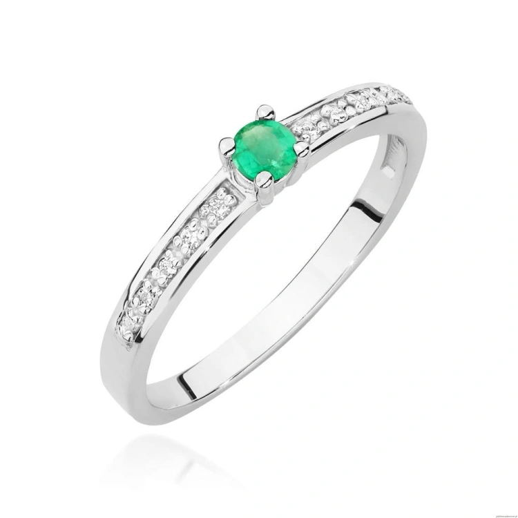 Pierścionek W0288 Szmaragd 0,15ct białe złoto