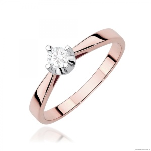 Pierścionek W0293 Diament Laboratoryjny 0,20ct różowe złoto