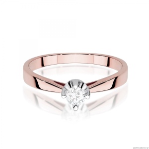 Pierścionek W0293 Diament Laboratoryjny 0,20ct różowe złoto