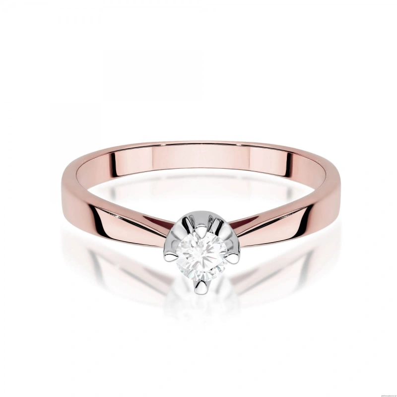 Pierścionek W0293 Diament Laboratoryjny 0,20ct różowe złoto