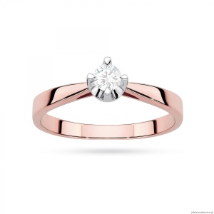 Pierścionek W0293 Diament Laboratoryjny 0,20ct różowe złoto