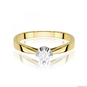 Pierścionek W0293 Diament Laboratoryjny 0,20ct żółte złoto