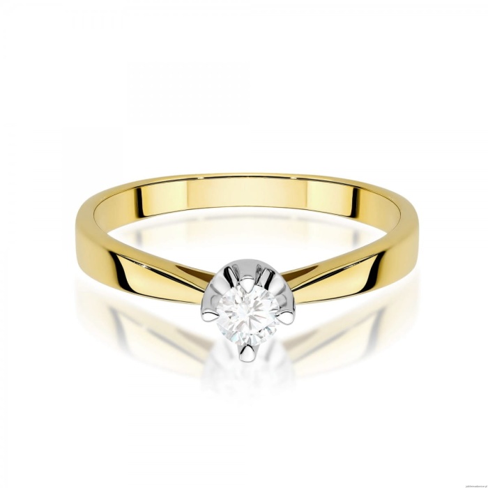 Pierścionek W0293 Diament Laboratoryjny 0,20ct żółte złoto