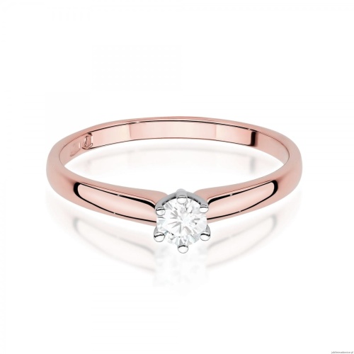 Pierścionek W0317 Diament Laboratoryjny 0,20ct różowe złoto