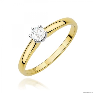 Pierścionek W0317 Diament Laboratoryjny 0,20ct żółte złoto
