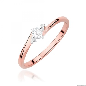 Pierścionek W0346 Diament Laboratoryjny 0,10ct różowe złoto