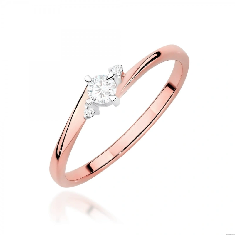Pierścionek W0346 Diament Laboratoryjny 0,10ct różowe złoto