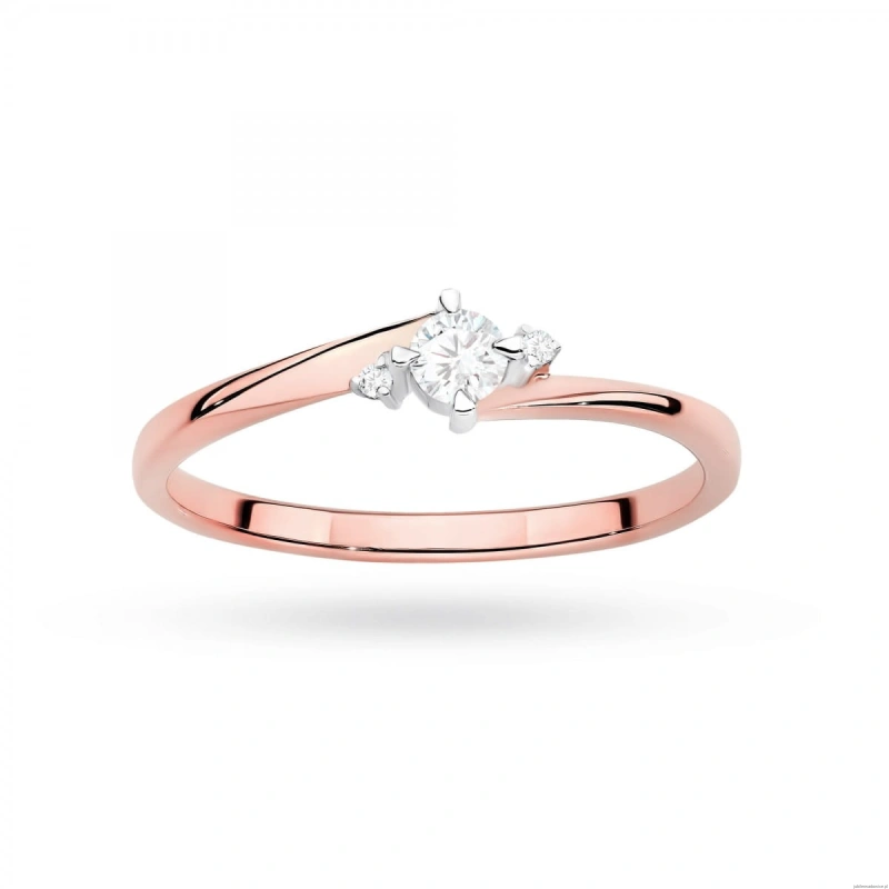 Pierścionek W0346 Diament Laboratoryjny 0,10ct różowe złoto