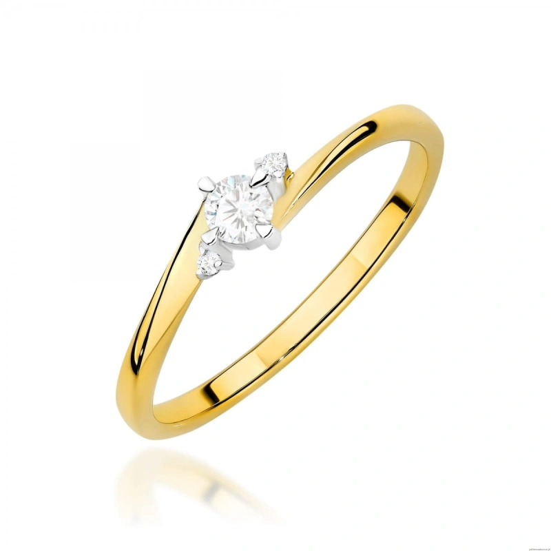 Pierścionek W0346 Diament Laboratoryjny 0,10ct żółte złoto