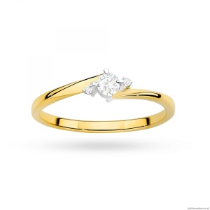 Pierścionek W0346 Diament Laboratoryjny 0,10ct żółte złoto