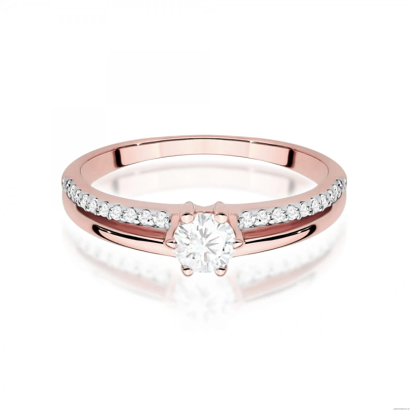 Pierścionek W0355 Diament Laboratoryjny 0,30ct różowe złoto