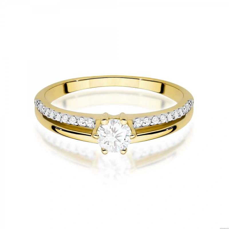 Pierścionek W0355 Diament Laboratoryjny 0,30ct żółte złoto