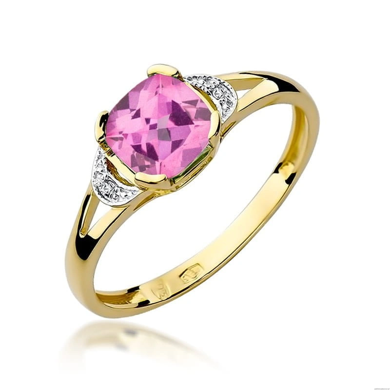 Pierścionek W040 Różowy Topaz 1,10ct żółte złoto