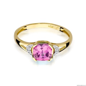 Pierścionek W040 Różowy Topaz 1,10ct żółte złoto