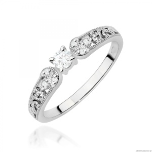 Pierścionek W0411 Diament Laboratoryjny 0,10ct białe złoto