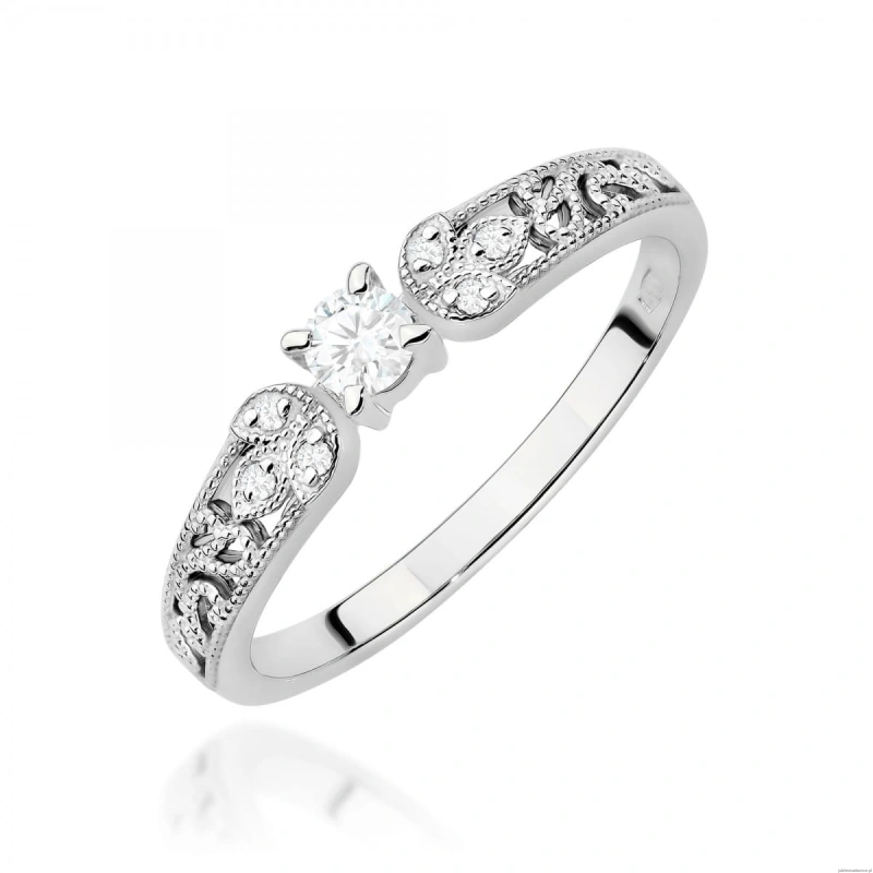 Pierścionek W0411 Diament Laboratoryjny 0,10ct białe złoto
