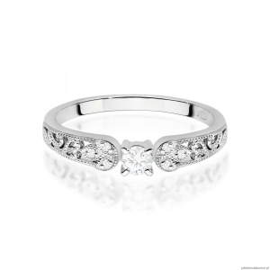 Pierścionek W0411 Diament Laboratoryjny 0,10ct białe złoto