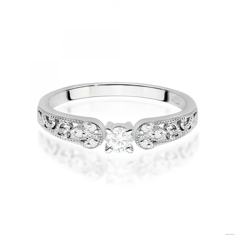 Pierścionek W0411 Diament Laboratoryjny 0,10ct białe złoto