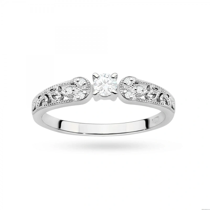 Pierścionek W0411 Diament Laboratoryjny 0,10ct białe złoto