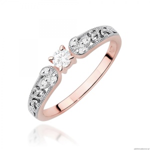 Pierścionek W0411 Diament Laboratoryjny 0,10ct różowe złoto