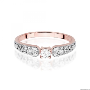 Pierścionek W0411 Diament Laboratoryjny 0,10ct różowe złoto