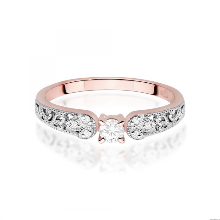 Pierścionek W0411 Diament Laboratoryjny 0,10ct różowe złoto