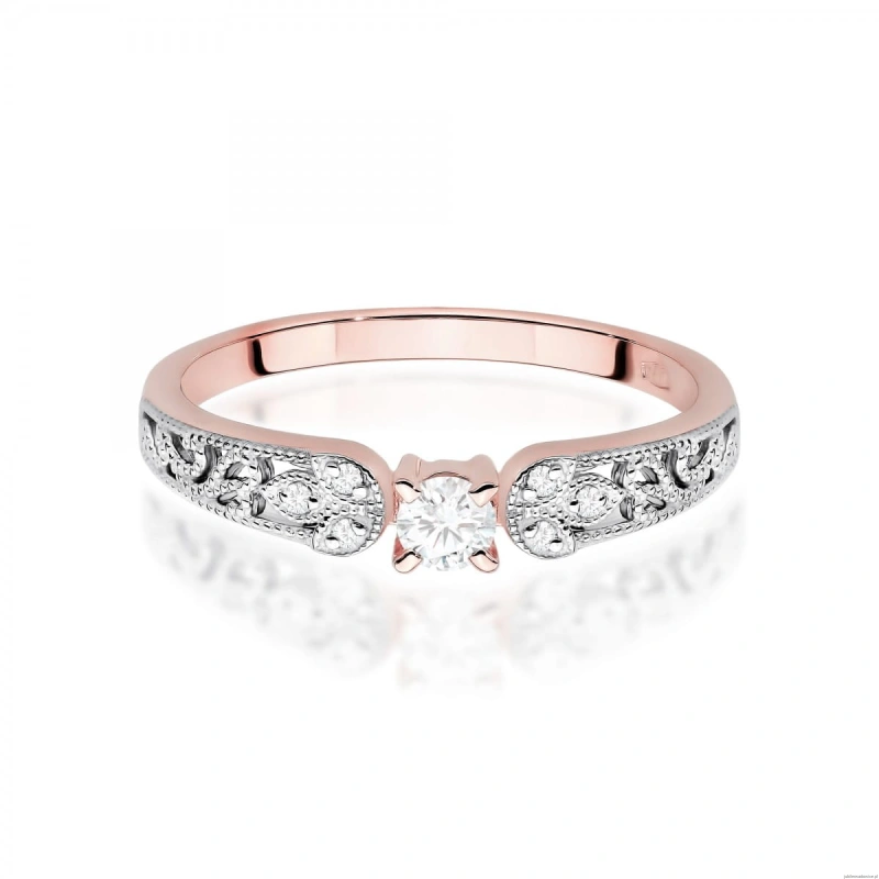 Pierścionek W0411 Diament Laboratoryjny 0,10ct różowe złoto