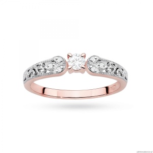 Pierścionek W0411 Diament Laboratoryjny 0,10ct różowe złoto