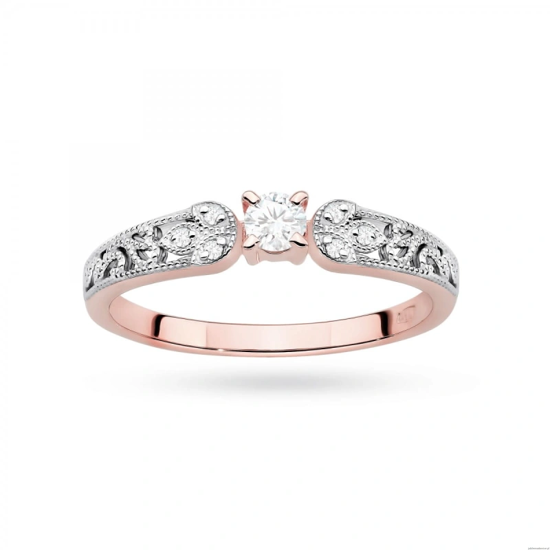 Pierścionek W0411 Diament Laboratoryjny 0,10ct różowe złoto