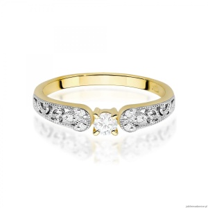 Pierścionek W0411 Diament Laboratoryjny 0,10ct żółte złoto