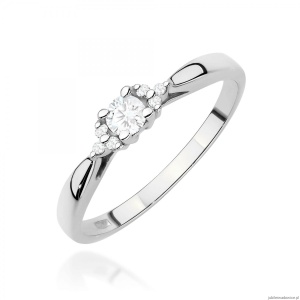 Pierścionek W0428 Diament Laboratoryjny 0,10ct białe złoto