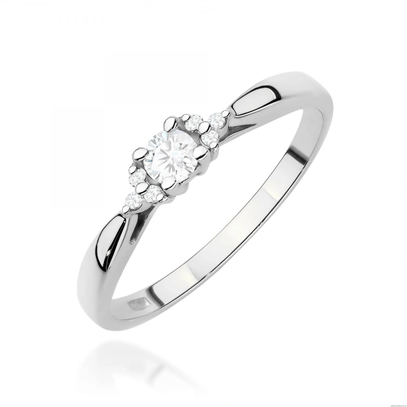 Pierścionek W0428 Diament Laboratoryjny 0,10ct białe złoto