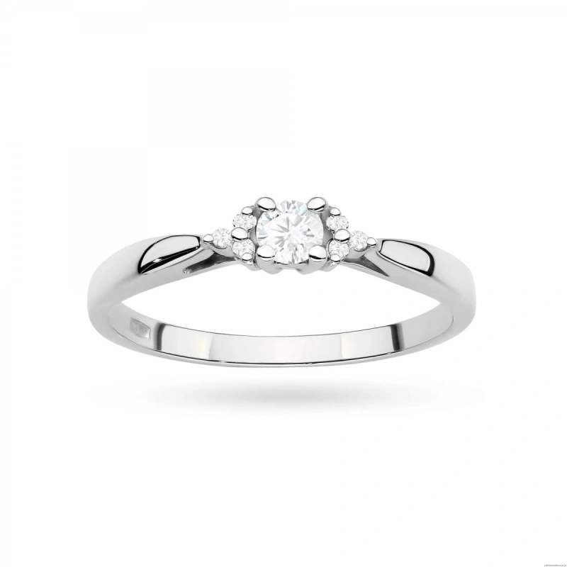 Pierścionek W0428 Diament Laboratoryjny 0,10ct białe złoto