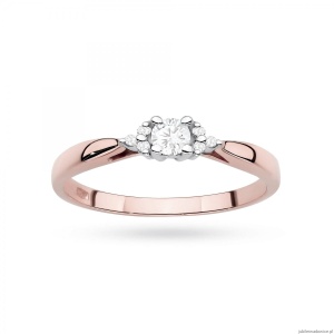 Pierścionek W0428 Diament Laboratoryjny 0,10ct różowe złoto