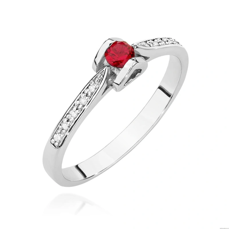 Pierścionek W0435 Rubin 0,15ct białe złoto