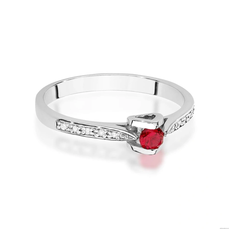 Pierścionek W0435 Rubin 0,15ct białe złoto
