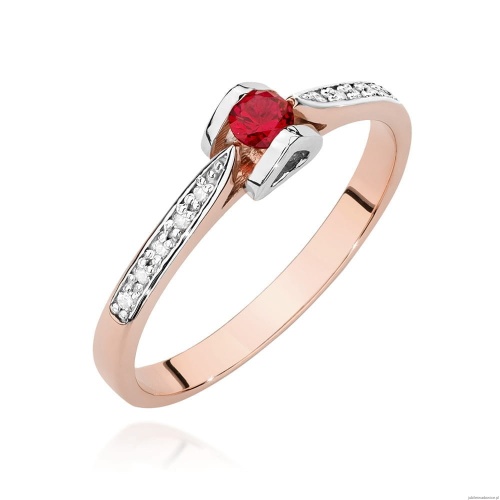 Pierścionek W0435 Rubin 0,15ct różowe złoto