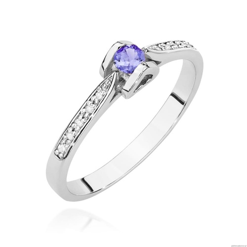 Pierścionek W0435 Tanzanit 0,15ct białe złoto