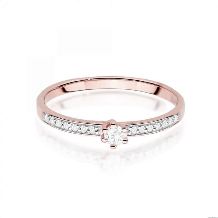 Pierścionek W0459 Diament Laboratoryjny 0,10ct różowe złoto