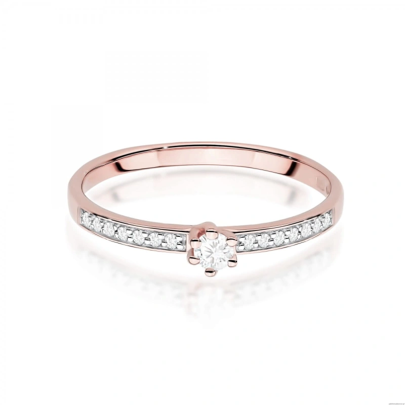 Pierścionek W0459 Diament Laboratoryjny 0,10ct różowe złoto