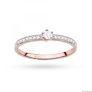 Pierścionek W0459 Diament Laboratoryjny 0,10ct różowe złoto