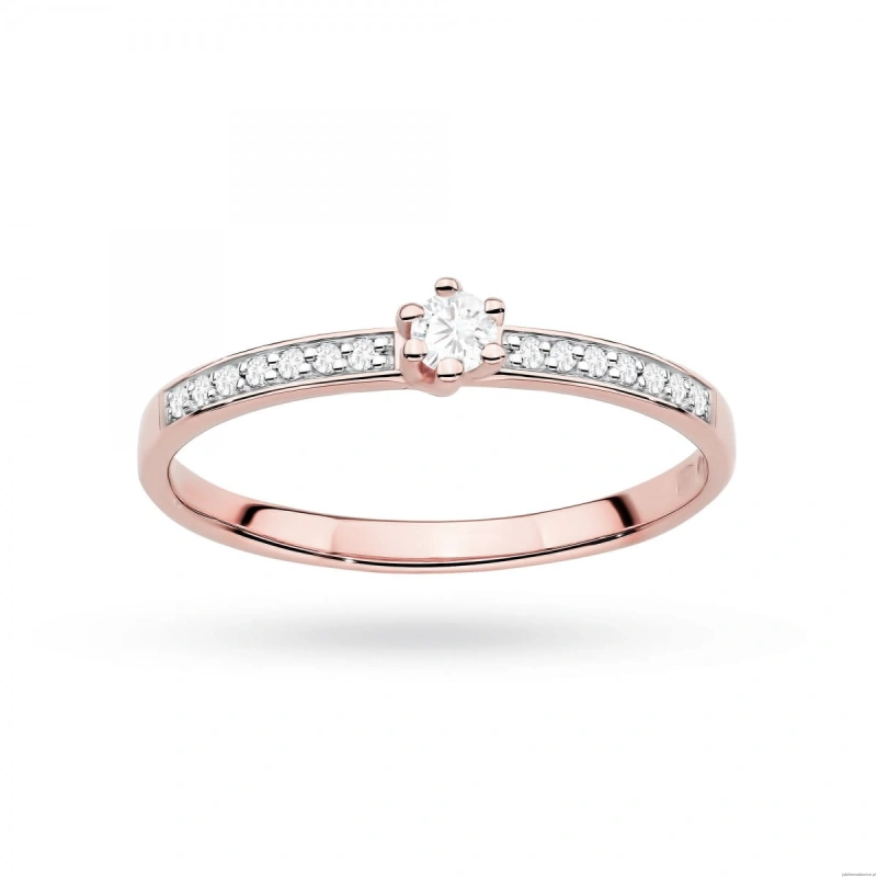 Pierścionek W0459 Diament Laboratoryjny 0,10ct różowe złoto