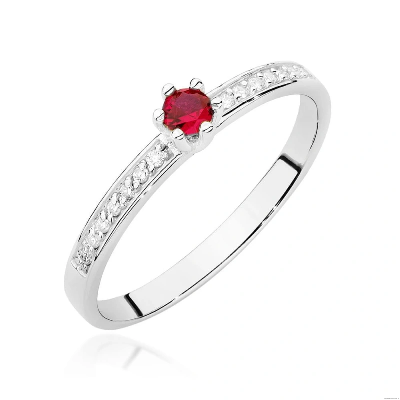 Pierścionek W0459 Rubin 0,15ct białe złoto