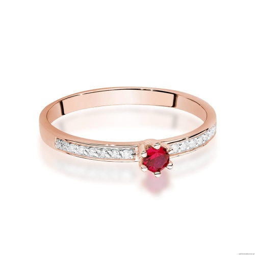 Pierścionek W0459 Rubin 0,15ct różowe złoto