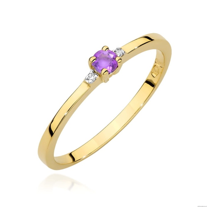 Pierścionek W0464 Ametyst 0,10ct żółte złoto