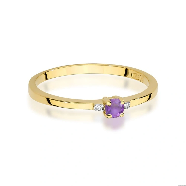 Pierścionek W0464 Ametyst 0,10ct żółte złoto